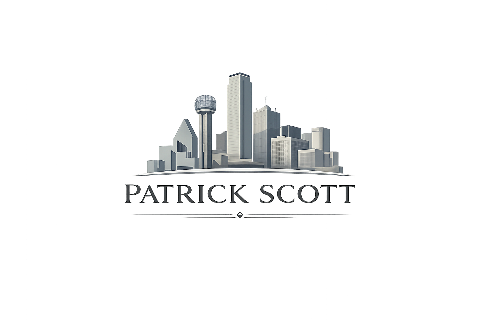Patrick Scott Homes logo featuring the Dallas skyline